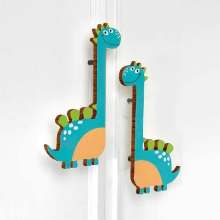 Handcrafted Acacia Wood Dino Cabinet Handles Set